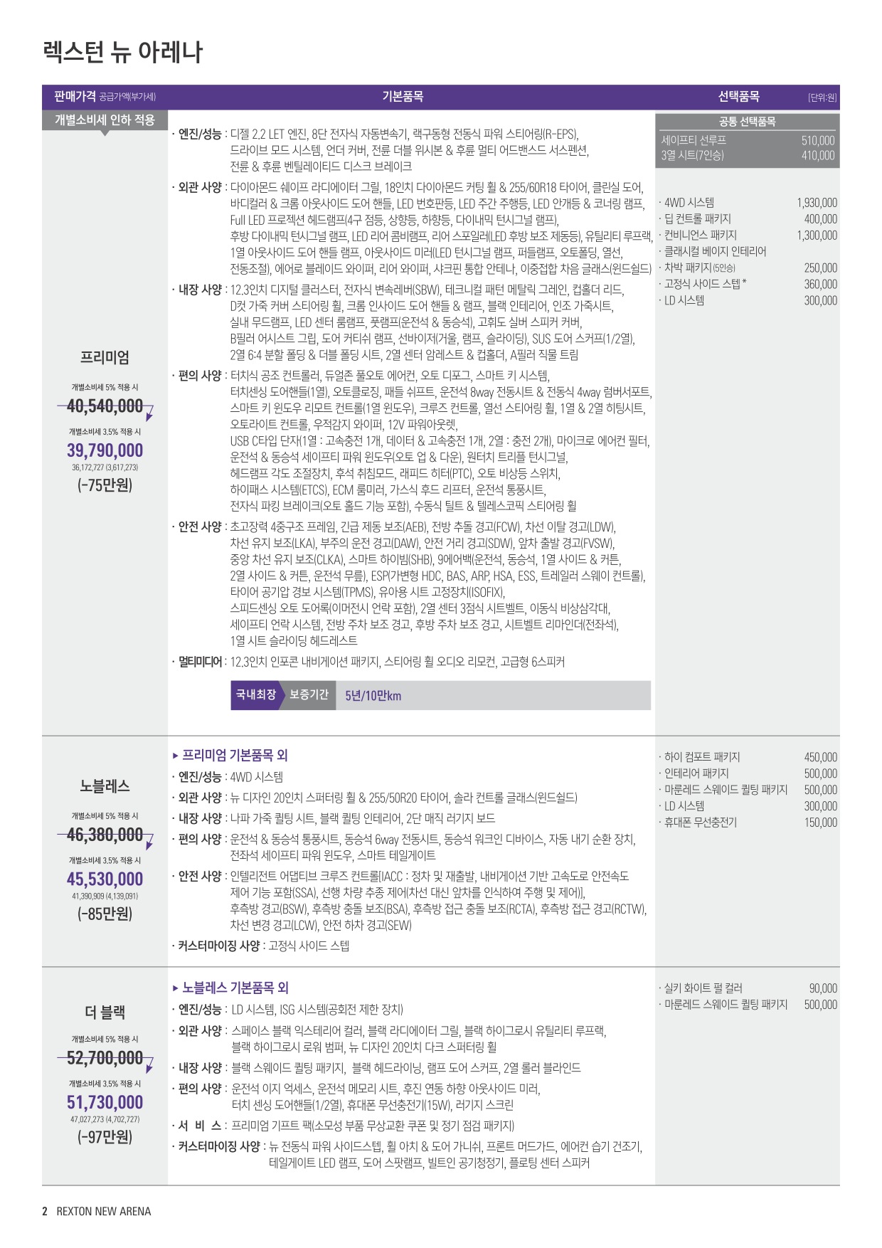 2023 KG모빌리티 렉스턴 카탈로그 이미지 - 661738185_FEbRPfUI_rextonnewarena_price_2305_01.jpg